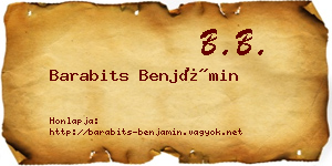 Barabits Benjámin névjegykártya