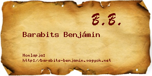 Barabits Benjámin névjegykártya